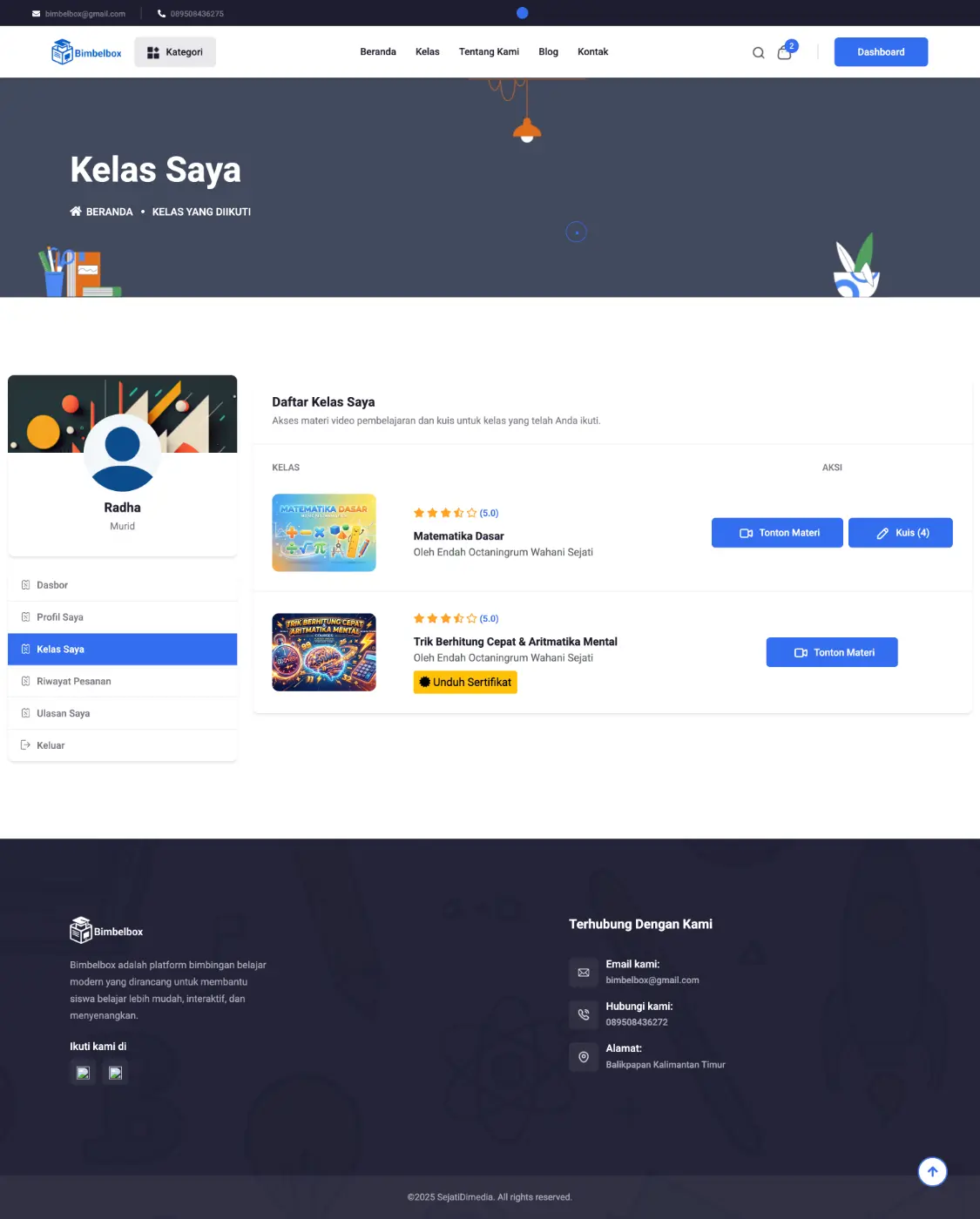 Dashboard User Page
