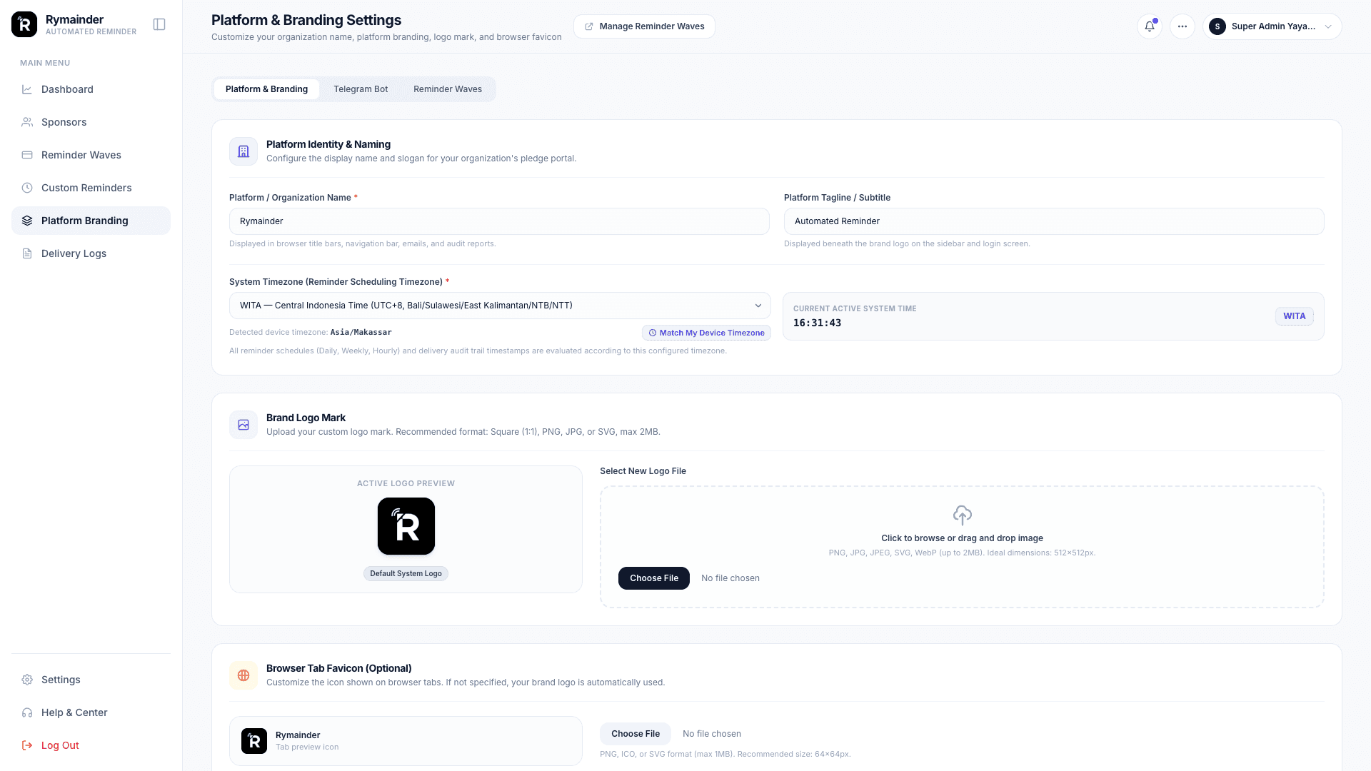 Platform Branding Page